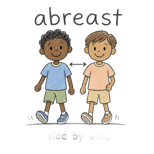 Illustration of the word Abreast