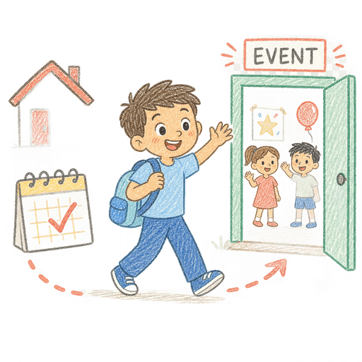 Illustration of the word Attend