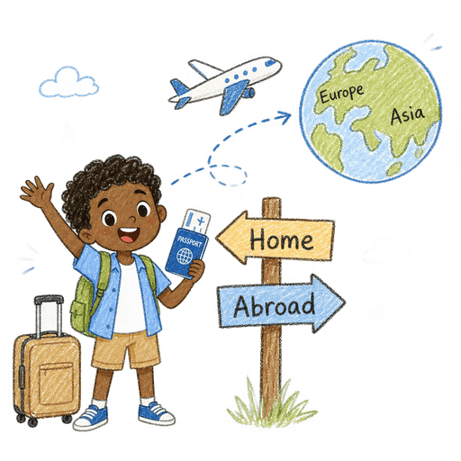 Illustration of the word Abroad